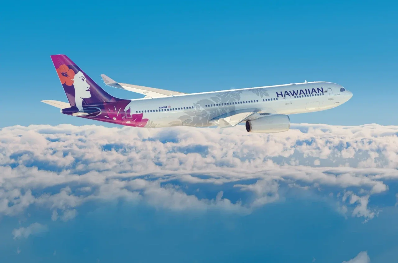 Hawaiian Airlines A330 flying above the clouds