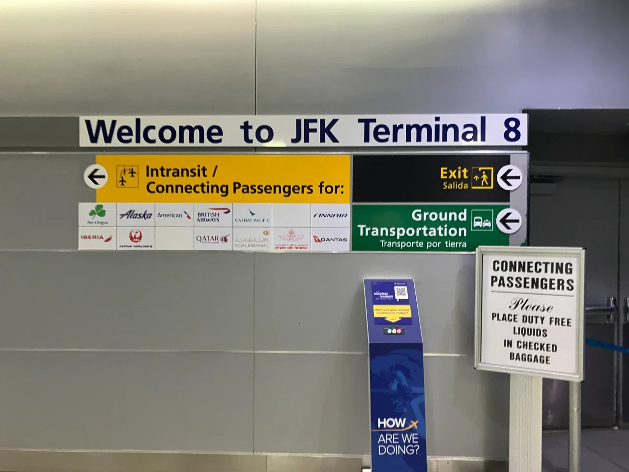AA 235 FCO–JFK terminal 8 arrival