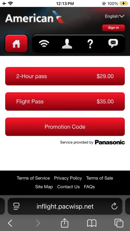 AA 235 FCO–JFK wifi pricing