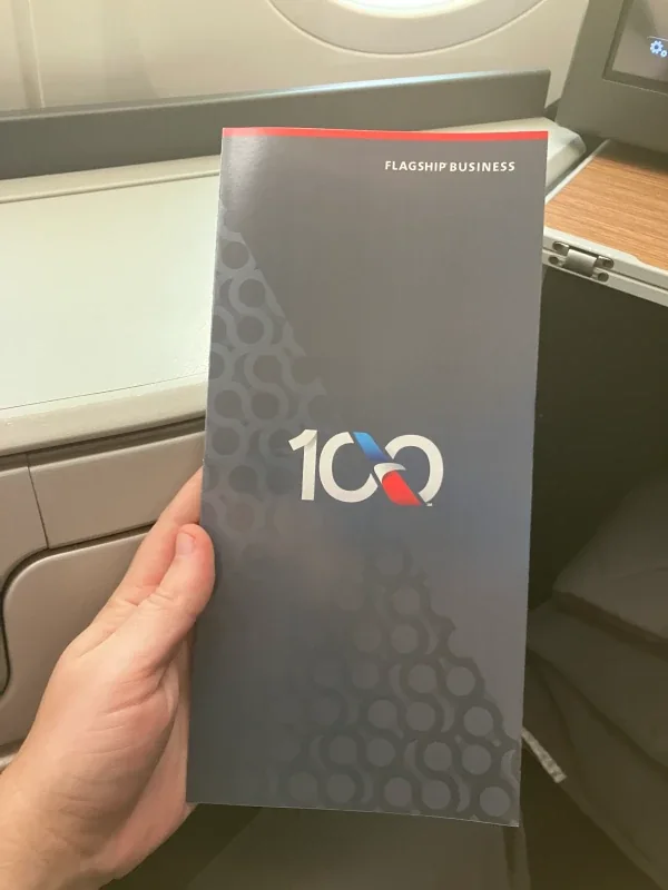 AA 235 FCO–JFK centennial menu