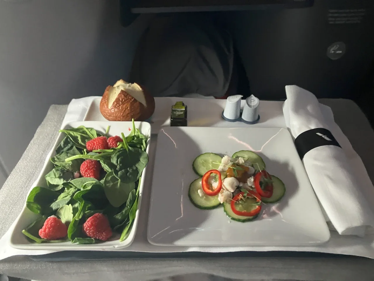 AA A321T appetizers served with a choice of warm bread