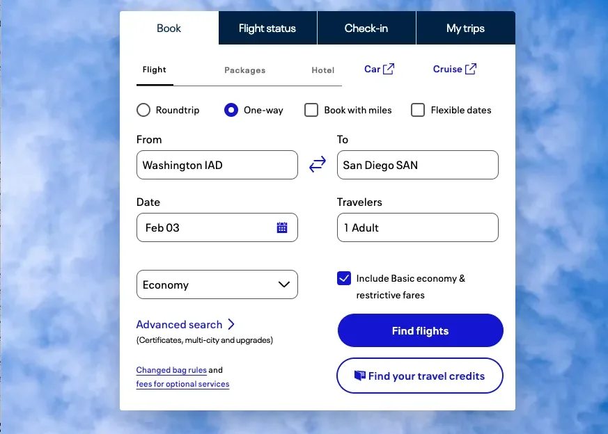 United search option to include Basic Economy and restrictive fares