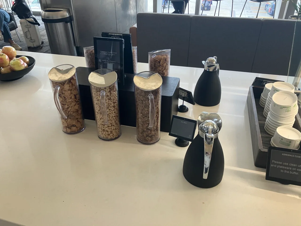 Food and beverage at the LAX TBIT temporary Admirals Club