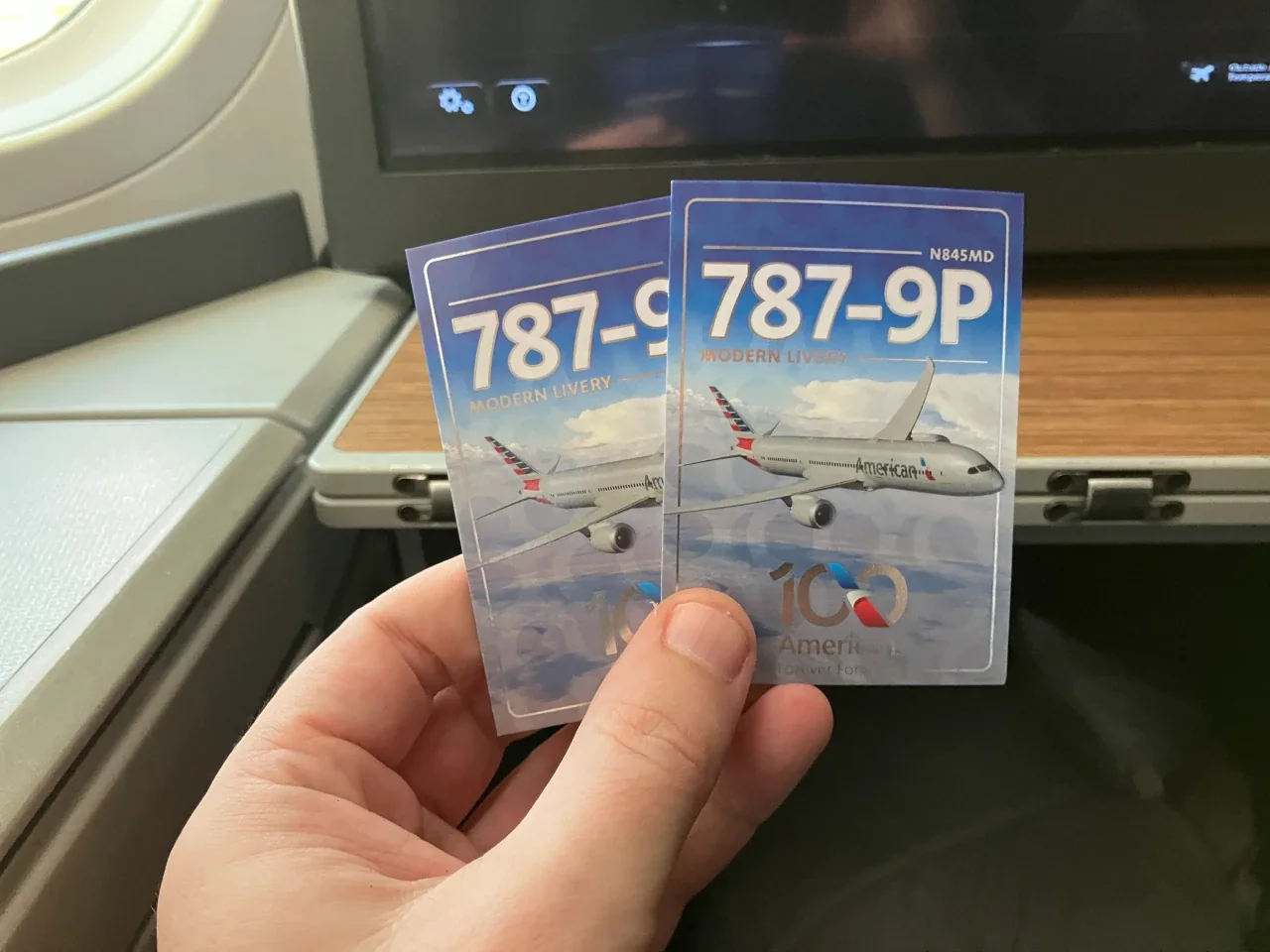 AA 235 FCO–JFK 787 trading cards